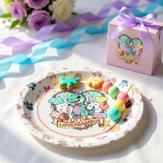 かわいい恐竜の誕生日パーソナライズ ペーパープレート