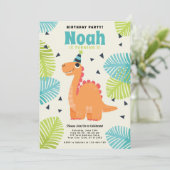 かわいい恐竜の誕生日パーティーの招待状 シーズンカード (スタンド正面)