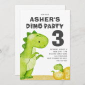 かわいい恐竜の誕生日パーティーの招待状 招待状 (正面/裏面)
