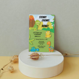 かわいい恐竜の誕生日パーティーの招待状 招待状