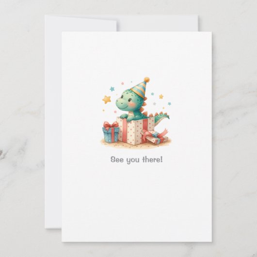 かわいい恐竜の誕生日パーティーの招待状 招待状 (裏面)