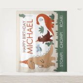 かわいい恐竜の誕生日パーティー写真ブース背景 タペストリー (正面)