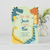 かわいい恐竜の誕生日パーティー招待状 招待状 (スタンド正面)