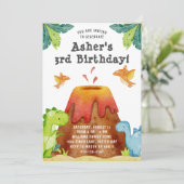 かわいい恐竜の誕生日パーティー招待状 招待状 (スタンド正面)