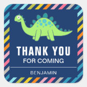 かわいい恐竜の誕生日パーティー景品シール スクエアシール (正面)