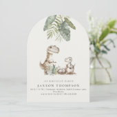 かわいい恐竜の誕生日パーティー（どんな年齢でも） 招待状 (スタンド正面)