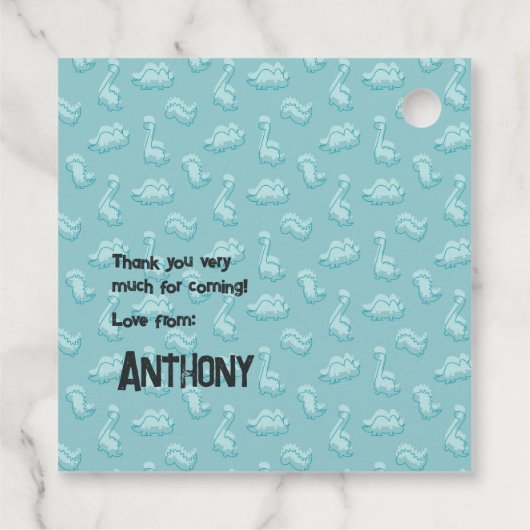 かわいい恐竜の誕生日パーティー フェイバータグ (裏面)