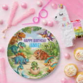 かわいい恐竜の誕生日パーティー ペーパープレート (パーティー)