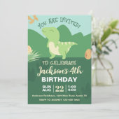 かわいい恐竜の誕生日パーティー 招待状 (スタンド正面)