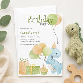 かわいい恐竜の誕生日パーティー  招待状