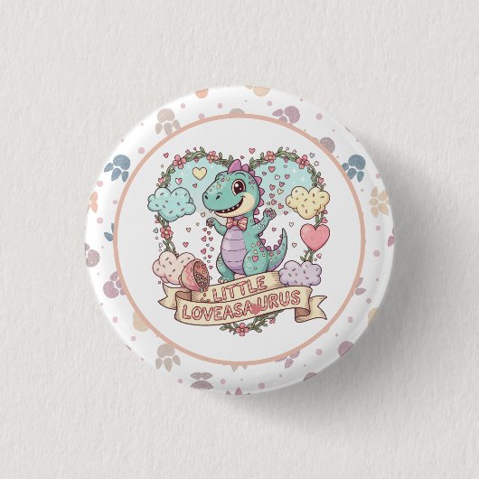 かわいい恐竜の誕生日パーティー 缶バッジ (正面)