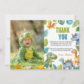 かわいい恐竜の誕生日写真ありがとうカード サンキューカード (正面)