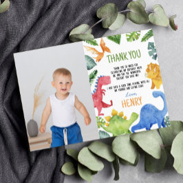 かわいい恐竜の誕生日写真感謝カード サンキューカード