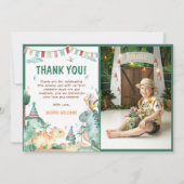 かわいい恐竜の誕生日写真 サンキューカード (正面)