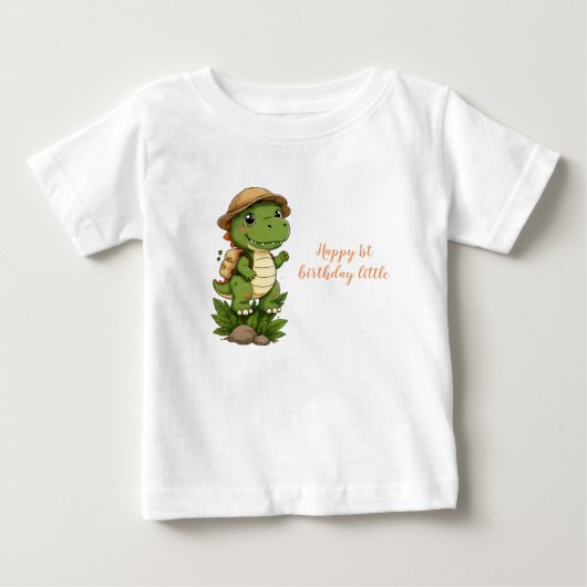 かわいい恐竜の誕生日子供服Tシャツ ベビーTシャツ (正面)