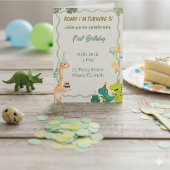 かわいい恐竜の誕生日招待状 - うわぁ！わたしはＴ 招待状