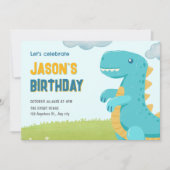 かわいい恐竜の誕生日 招待状 (正面)