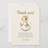 かわいい恐竜の赤ちゃんのシャワー感謝カード 招待状 (正面)