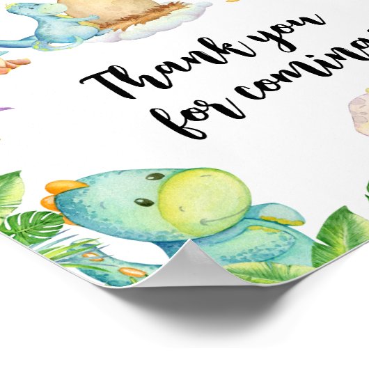 かわいい恐竜の赤ちゃんシャワーありがとう来。 ポスター (角)