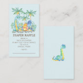 かわいい恐竜の赤ちゃんシャワーおむつラッフルチケット エンクロージャーカード (正面/裏面)
