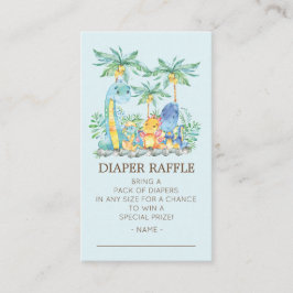 かわいい恐竜の赤ちゃんシャワーおむつラッフルチケット エンクロージャーカード