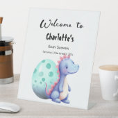 かわいい恐竜の赤ちゃんシャワーへようこそ 台座サイン (インサイチュ)