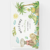 かわいい恐竜の赤ちゃんシャワーへようこそ 横断幕 (縦)