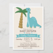 かわいい恐竜の赤ちゃんシャワーまたは散水 招待状 (正面)