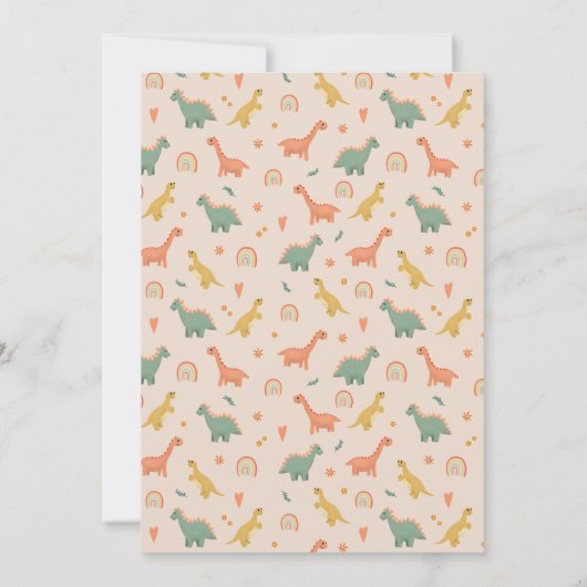 かわいい恐竜の赤ちゃんシャワー女の子ありがとう サンキューカード (裏面)