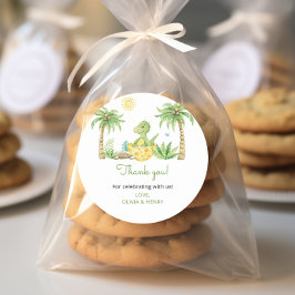 かわいい恐竜の赤ちゃんシャワー ラウンドシール