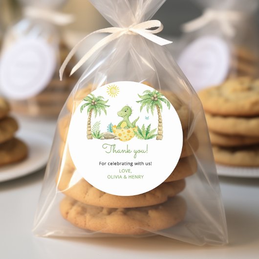 かわいい恐竜の赤ちゃんシャワー ラウンドシール