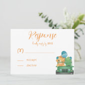 かわいい恐竜の赤ちゃんシャワー 出席カード 招待状 (スタンド正面)