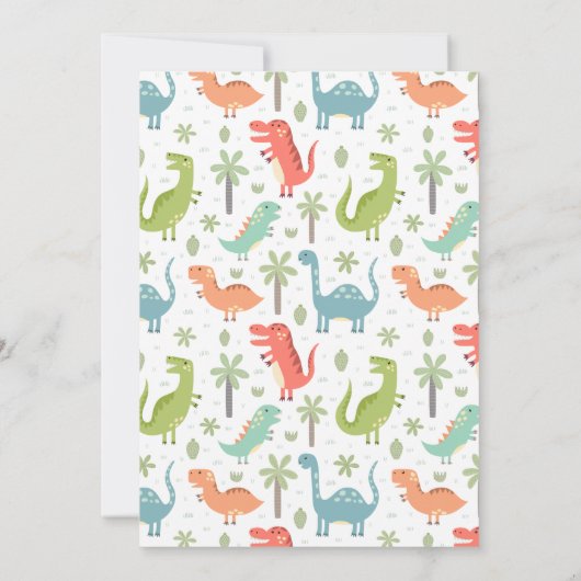 かわいい恐竜の赤ちゃんシャワー 招待状 (裏面)