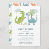 かわいい恐竜の赤ちゃんシャワー 招待状 (正面/裏面)