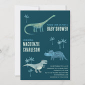 かわいい恐竜の赤ちゃんシャワー 招待状 (正面)