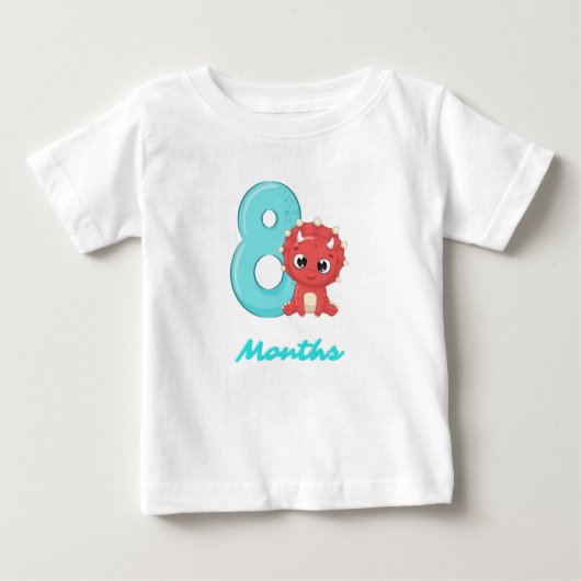 かわいい恐竜の赤ちゃんTシャツ 8ヶ月 ベビーTシャツ (正面)