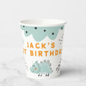かわいい恐竜の雄叫び 1歳の誕生日パーティー 紙コップ (左)
