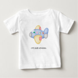 かわいい恐竜の飛行機 学生の子供たちの誕生日パーティー ベビーTシャツ