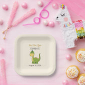 かわいい恐竜の1歳の誕生日パーティー用の紙皿 ペーパープレート (パーティー)