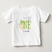 かわいい恐竜の1歳誕生日ベビー名前入り ベビーTシャツ (正面)