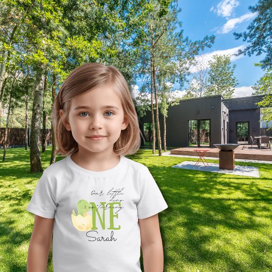 かわいい恐竜の1歳誕生日ベビー名前入り ベビーTシャツ
