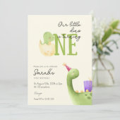 かわいい恐竜の1歳誕生日 招待状 (スタンド正面)