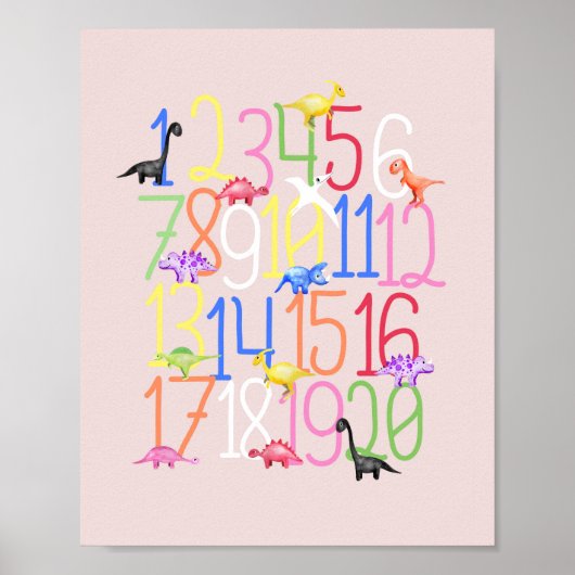 かわいい恐竜の1-20 子供向け数字ポスター ポスター (正面)