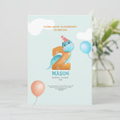 かわいい恐竜の2歳の誕生日 招待状 (スタンド正面)