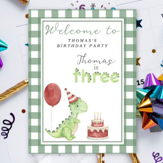 かわいい恐竜の3歳の誕生日パーティー  ポスター
