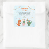 かわいい恐竜の4歳誕生日感謝カード スクエアシール (バッグ)