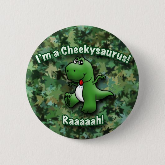 かわいい恐竜はCheekysaurusです 缶バッジ (正面)