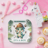 かわいい恐竜をテーマにしたベビーシャワー ペーパープレート (パーティー)