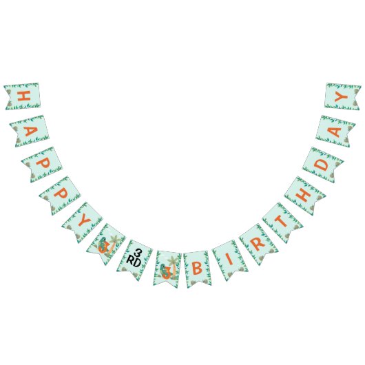 かわいい恐竜をテーマにした子供の誕生日パーティー バンティングフラッグ (全)