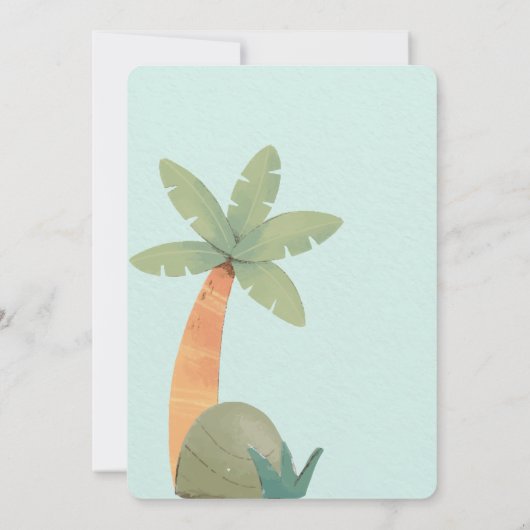 かわいい恐竜をテーマにした子供の誕生日パーティー 招待状 (裏面)